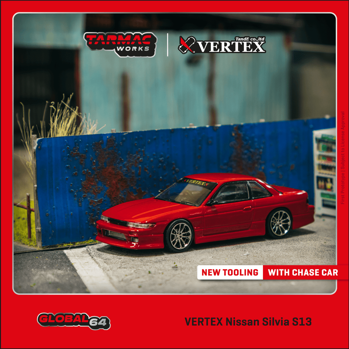 PREORDER TARMAC WORKS GLOBAL64 1/64 VERTEX Nissan Silvia S13 Red Metallic  T64G-025-RE (Approx. Release Date : JAN 2024 subject to manufacturer's  final 