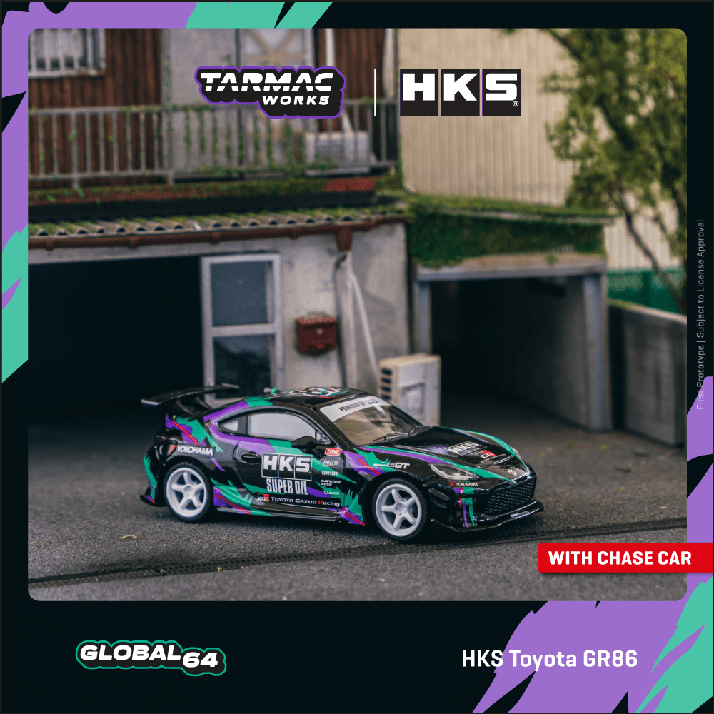 Tarmac Works GLOBAL64 1/64 HKS Toyota GR86 Black T64G-038-BK