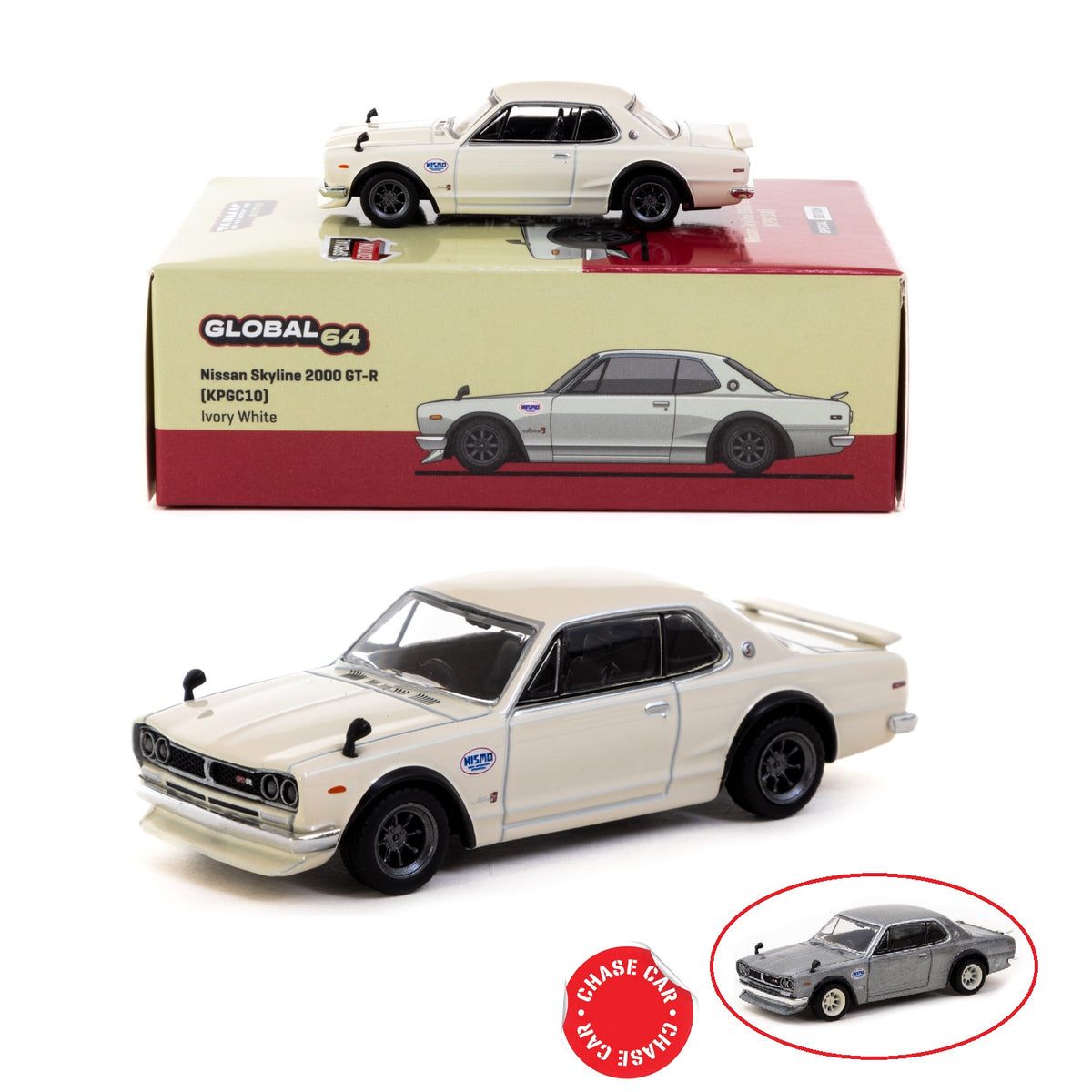 PREORDER Tarmac Works GLOBAL64 1/64 Nissan Skyline 2000 GT-R (KPGC10) Ivory  White Special Edition T64G-043-WH (Approx. Release Date : MARCH 2024 