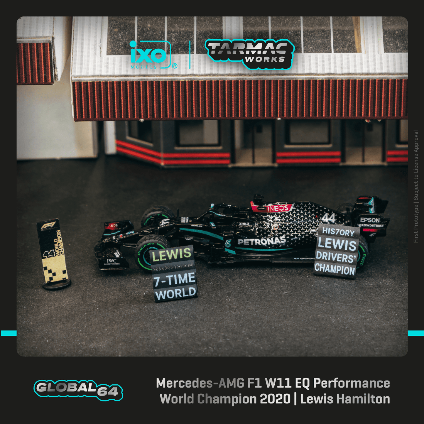 TARMAC WORKS GLOBAL64 1/64 Mercedes-AMG F1 W11 EQ Performance Turkish Grand Prix 2020 Winner World Champion 2020 Lewis Hamilton T64G-F036-LH3