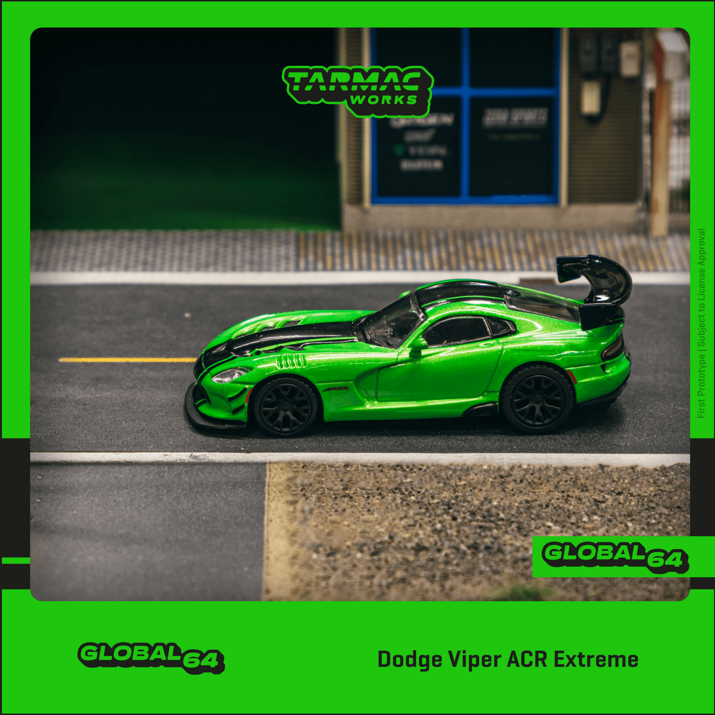 TARMAC WORKS GLOBAL64 1/64 Dodge Viper ACR Extreme Green Metallic T64G-TL028-GR
