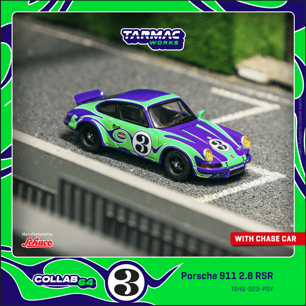 PREORDER TARMAC WORKS COLLAB64 1/64Porsche 911 2.8 RSR Psychodelic T64S-023-PSY (Approx. Release Date : JAN 2026 subject to manufacturer's final decision)