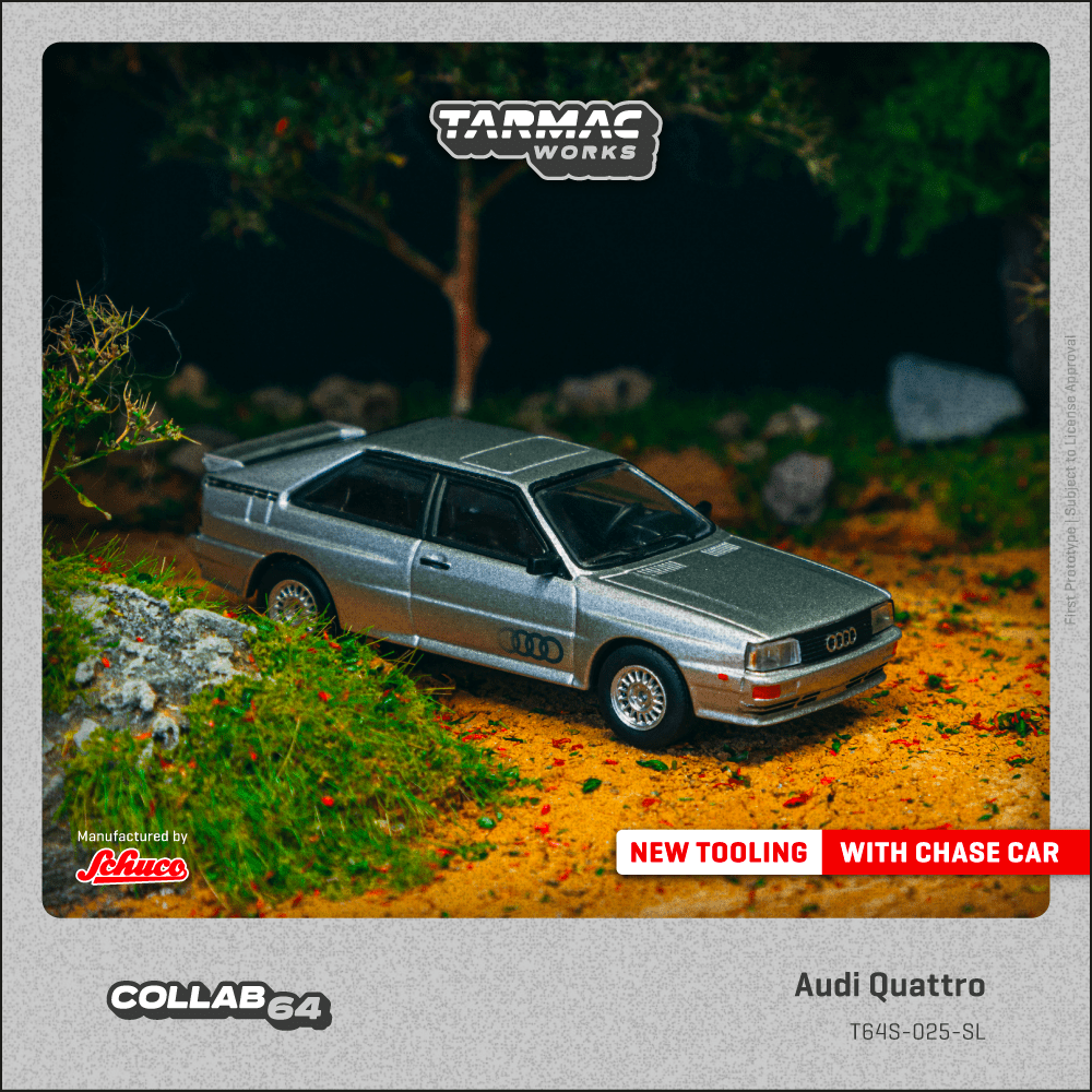 TARMAC WORKS COLLAB64 1/64 Audi Quattro Silver T64S-025-SL