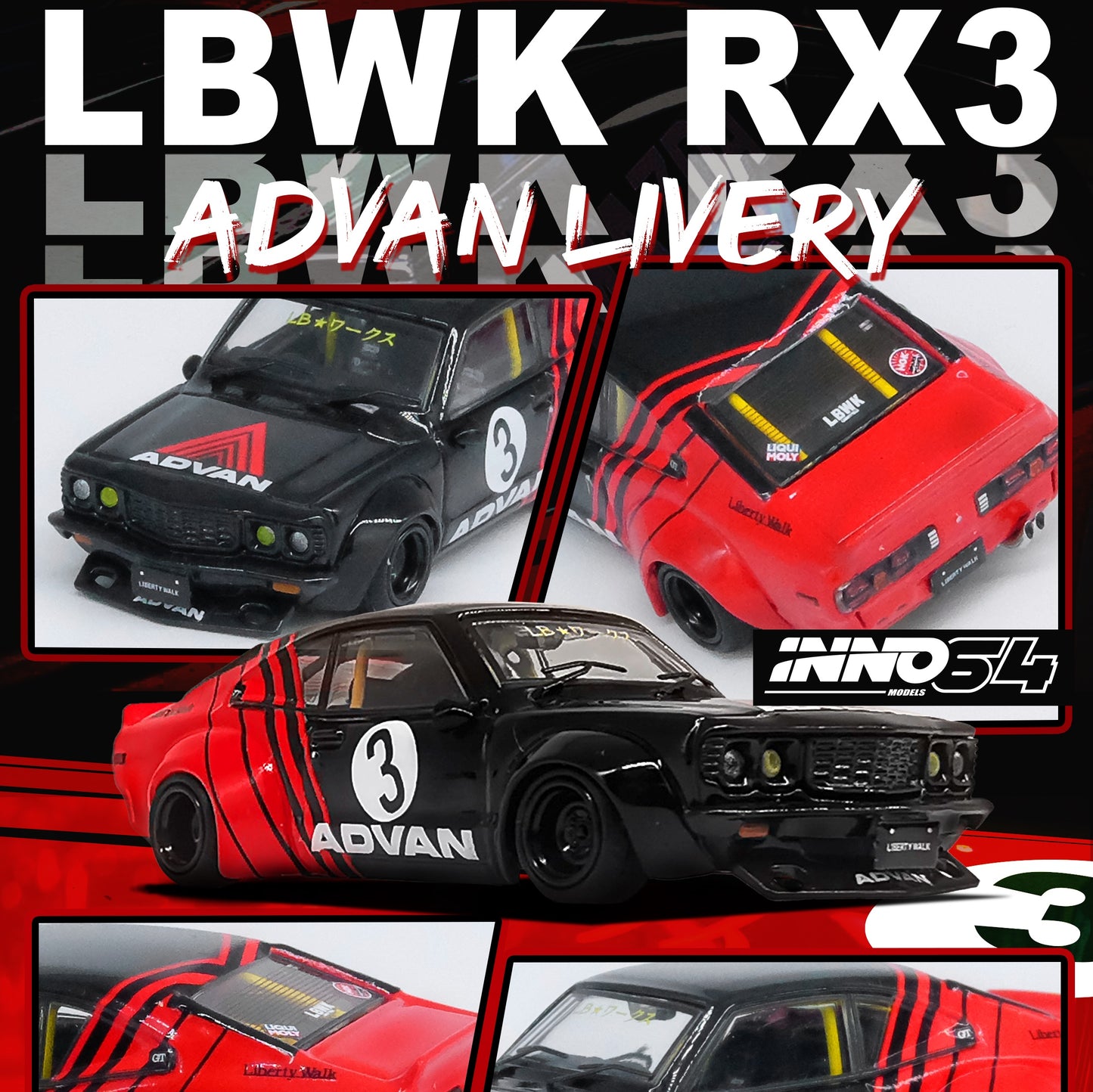 INNO64 1/64 LBWK MAZDA RX3 SAVANNA "ADVAN LIVERY" IN64-LBWKRX3-02