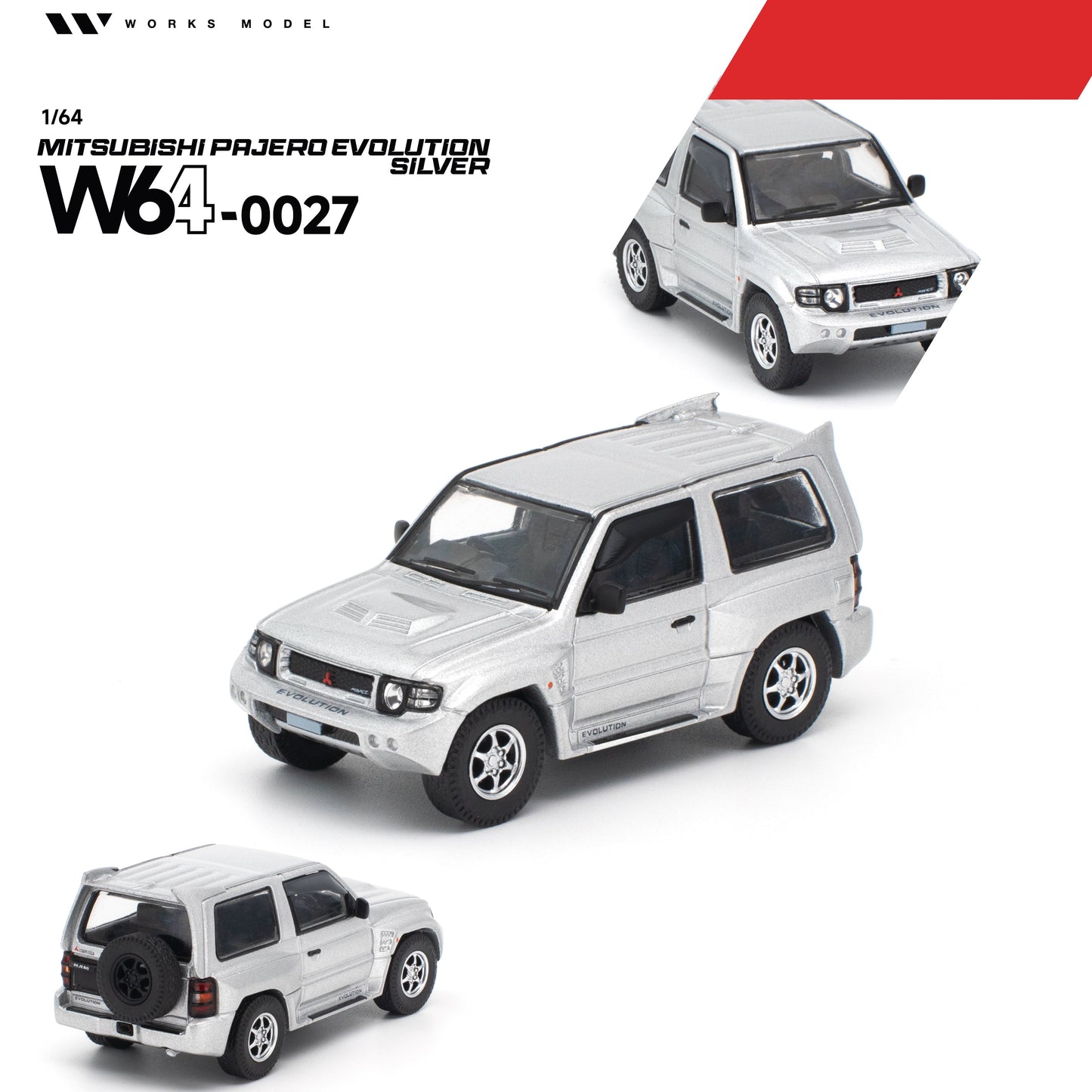 PREORDER WORKS 1/64 MITSUBISHI PAJERO EVOLUTION SILVER W640027 (Approx. Release Date: Q2 2027 and subject to the manufacturer's final decision)