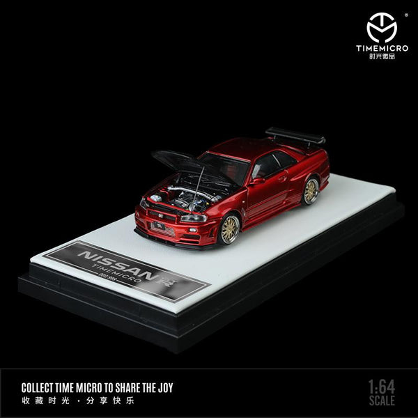 TIME MICRO 1/64 Nissan GTR R34 Red with Carbon Bonnet