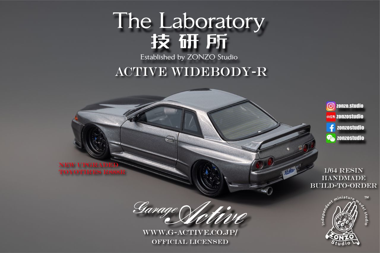 The Laboratory 1/64 RESIN Active Widebody-R R32 (Garage Active) - Grey