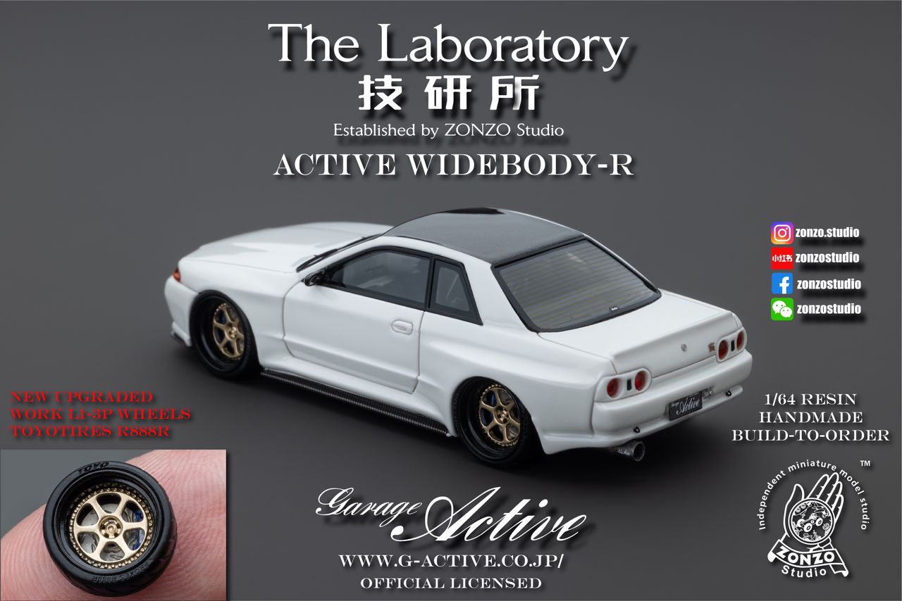 The Laboratory 1/64 RESIN Active Widebody-R R32 (Garage Active) - Pearl White