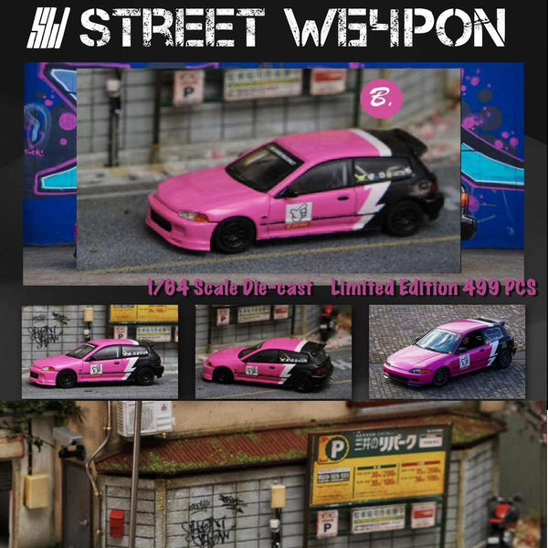 Street Weapon 1/64 Honda Civic EG6 Pink