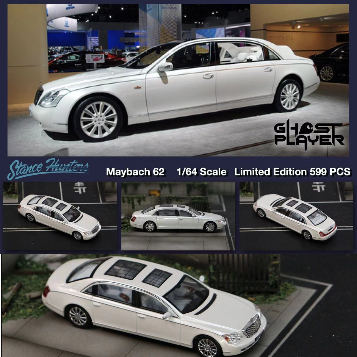 Stance Hunters x Ghost Player 1/64 Maybach 62 WHITE – Tokyo Station