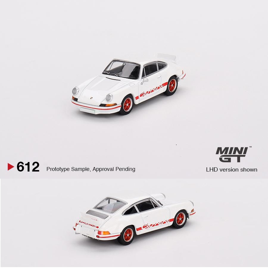 PREORDER MINI GT 1/64 Porsche 911 Carrera RS 2.7 Grand Prix White with Red  Livery LHD MGT00612-L (Approx. Release Date : NOVEMBER 2023 subject to 