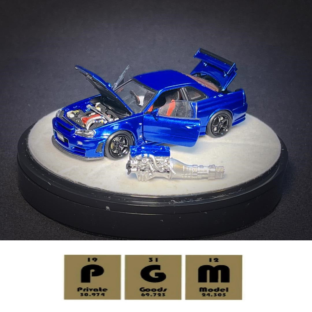 PGM x One Model 1/64 R34 Z Tune Metallic Blue Fully Opened (B