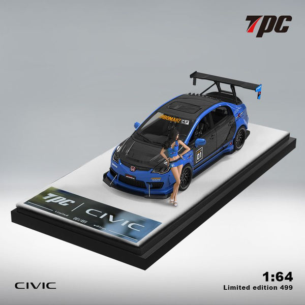 TPC 1/64 Honda Civic FD2 Modified Blue with Figurine