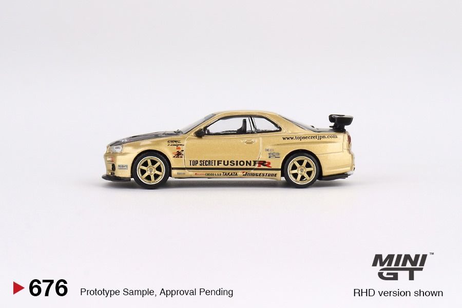 PREORDER MINI GT 1/64 Nissan Skyline GT-R (R34) Top Secret Top Secret Gold  - Japan Exclusive MGT00676-R (Approx. Release Date : MARCH 2024 subject to 