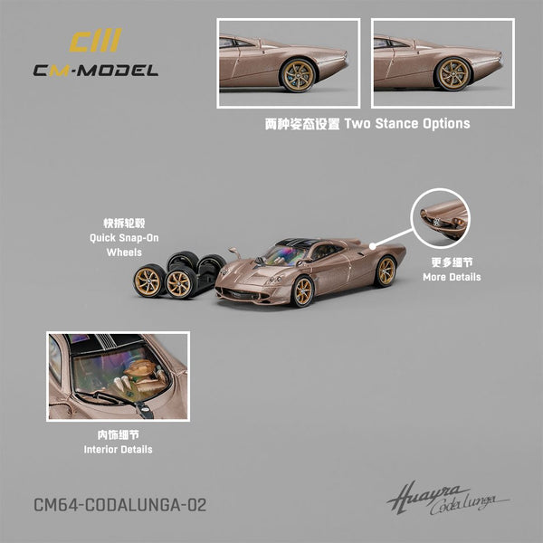PREORDER CM MODEL 1/64 Pagani Codalunga Gold CM64-Codalunga-02 (Approx. Release Date : APRIL 2024 subject to manufacturer's final decision)