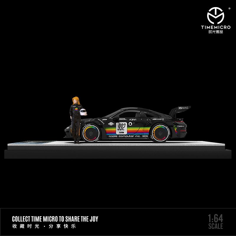 TIME MICRO 1/64 992 GT3 RS Black Apple with Figurine TM644610-1