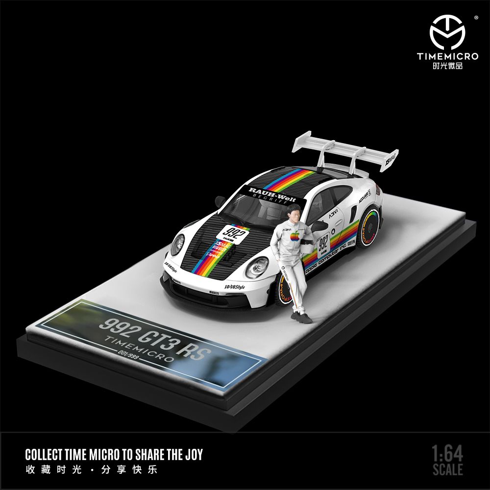 TIME MICRO 1/64 992 GT3 RS White Apple with Figurine TM644611-1