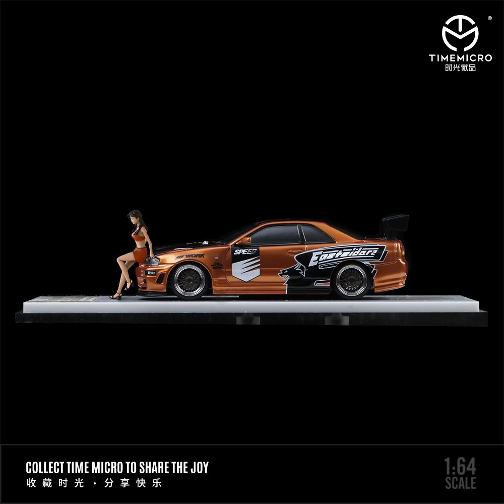 TIME MICRO 1/64 Need For Speed GT-R R34 Gold / Orange with