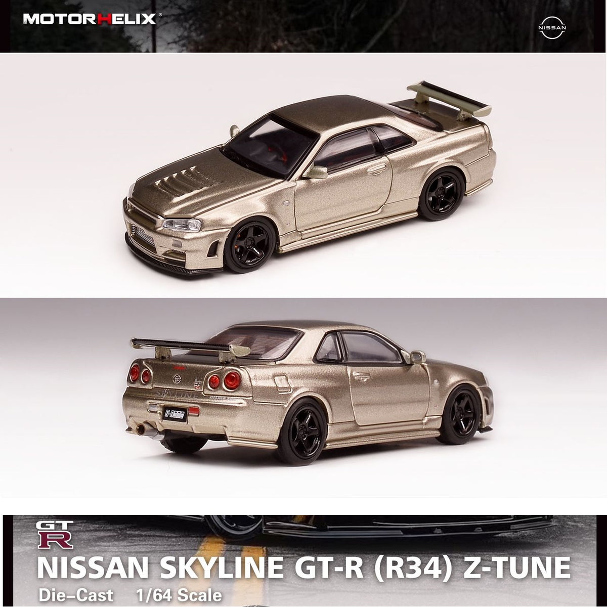 MOTORHELIX 1/64 NISSAN SKYLINE GT-R (R34) Z-TUNE - Jade