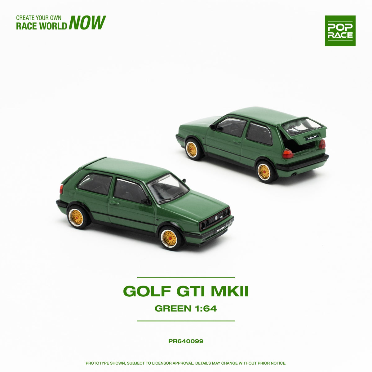 PREORDER POPRACE 1/64 Golf GTi MKII - Oak Green PR640099 (Approx. Release  Date: Q2 2024 and subject to the manufacturer's final decision)