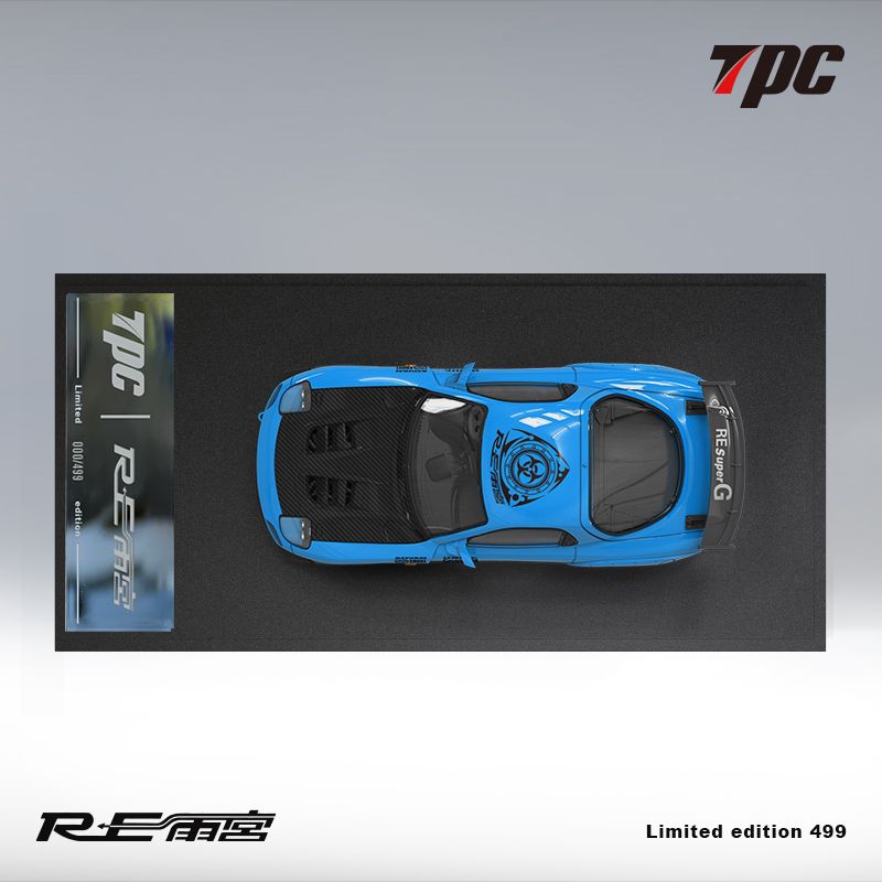 TPC 1/64 RE Amemiya FD3S RX-7 Blue - Carbon Hood