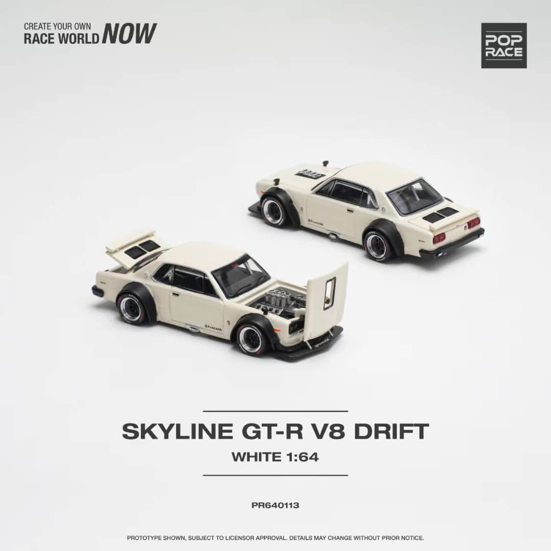 POPRACE 1/64 Skyline GT-R V8 Drift (Hakosuka) - White PR640113