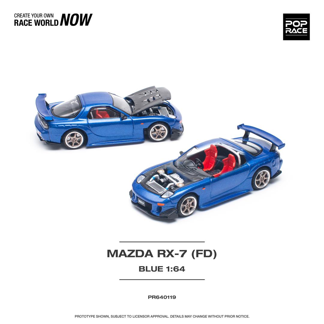 POPRACE 1/64 MAZDA RX-7 (FD3S) RE-AMEMIYA WIDEBODY METALLIC BLUE PR640119