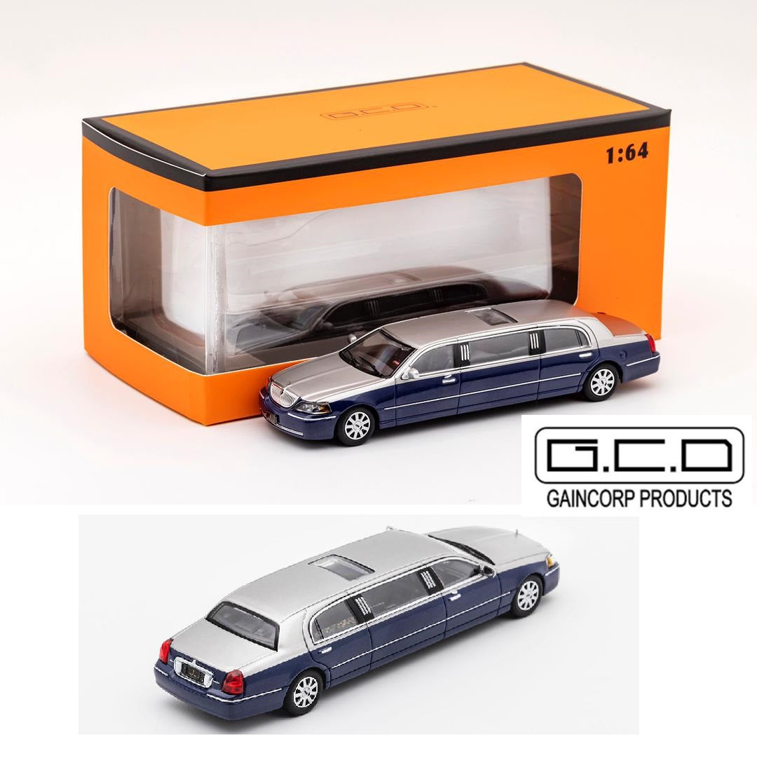 GCD 1/64 Lincoln Limousine - Silver and dark blue KS-055-219