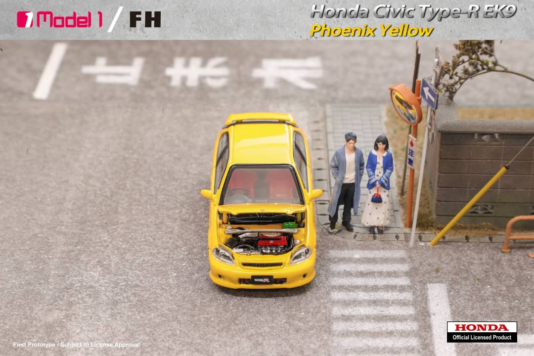 MODEL 1 x FOCAL HORIZON 1/64 Honda Civic Type R EK9 Phoenix Yellow