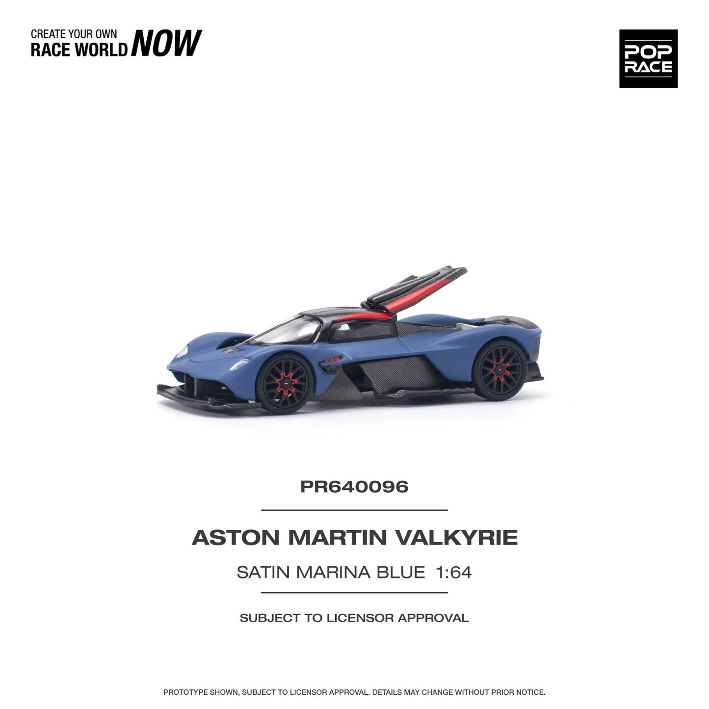 POPRACE 1/64 ASTON MARTIN VALKYRIE SATIN MARINA BLUE PR640096
