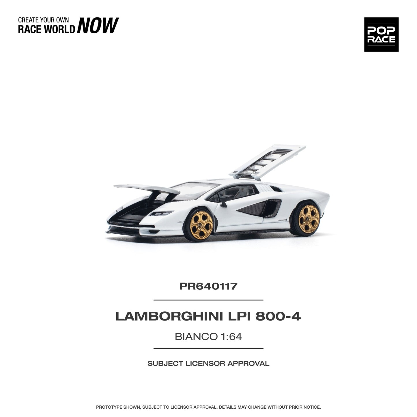 POPRACE 1/64 LAMBORGHINI COUNTACH LPI 800-4 BIANCO SIDERALE PR640117