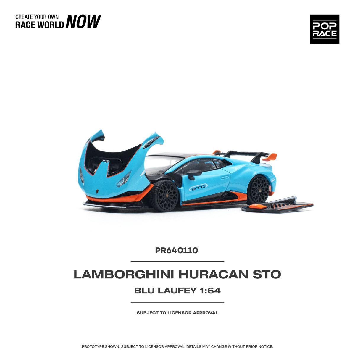 POPRACE 1/64 LAMBORGHINI HURACÁN STO BLU LAUFEY/ARANCIO XANTO