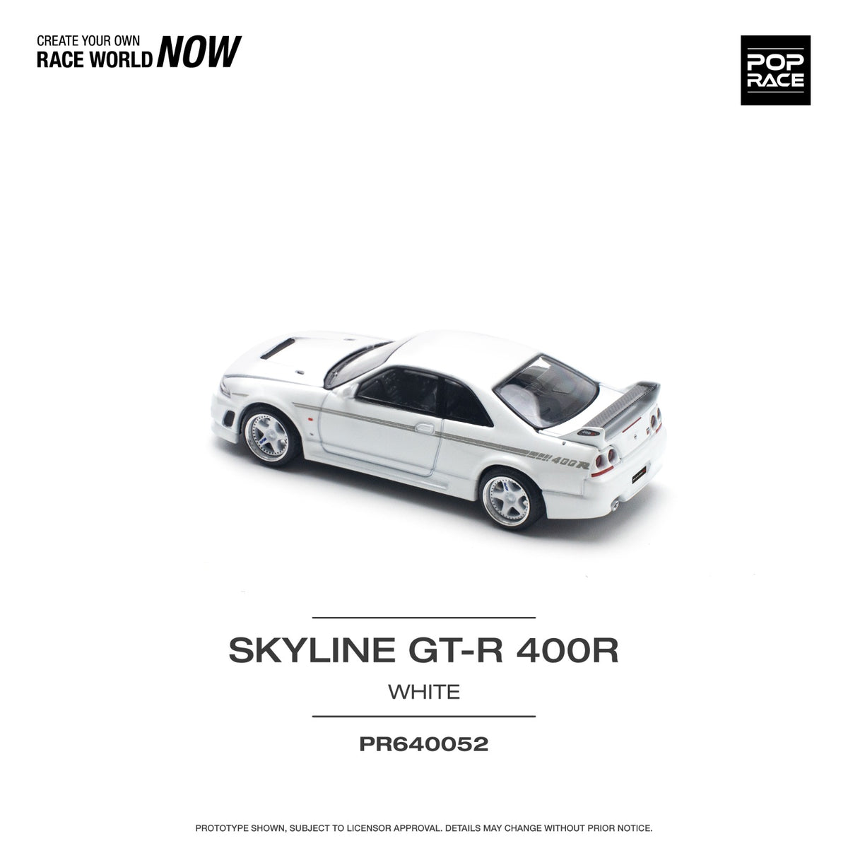 POPRACE 1/64 NISSAN GT-R R33 NISMO 400R - WHITE PR640052