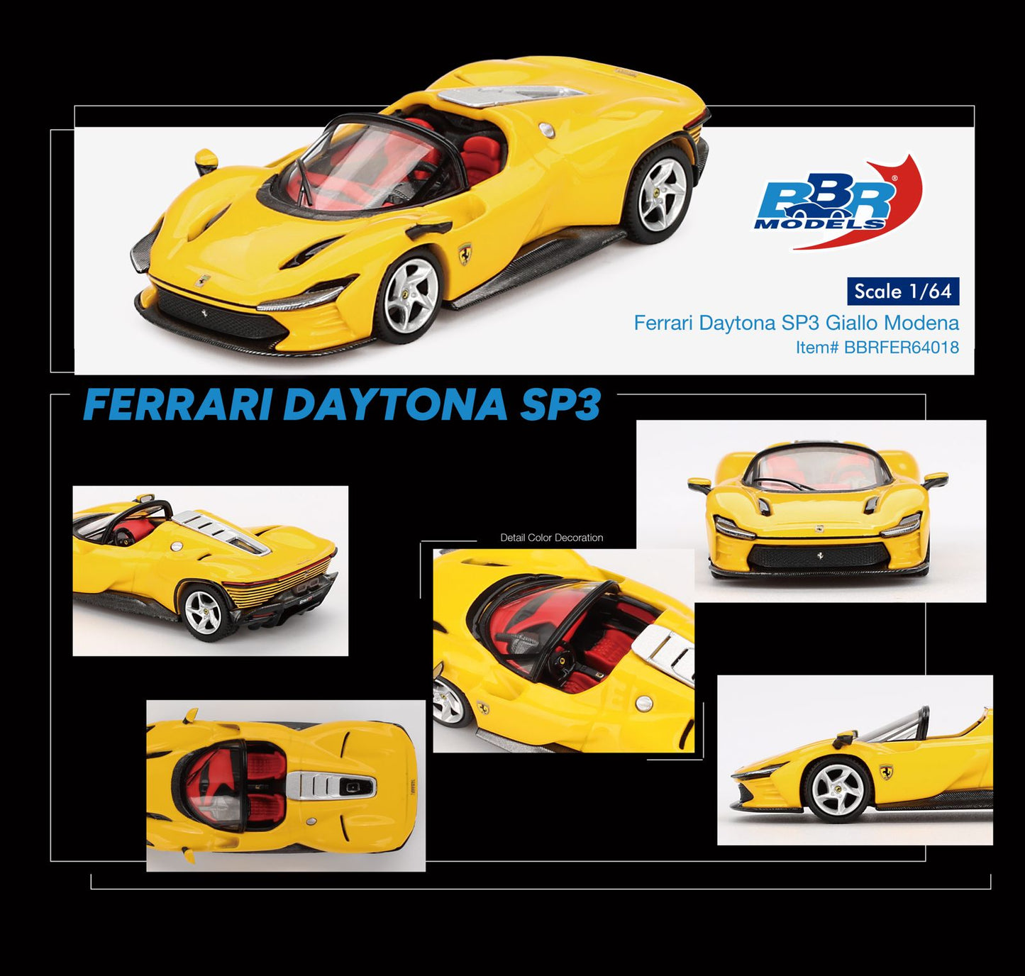 BBR 1/64 Ferrari Daytona SP3 Giallo Modena BBRFER64018