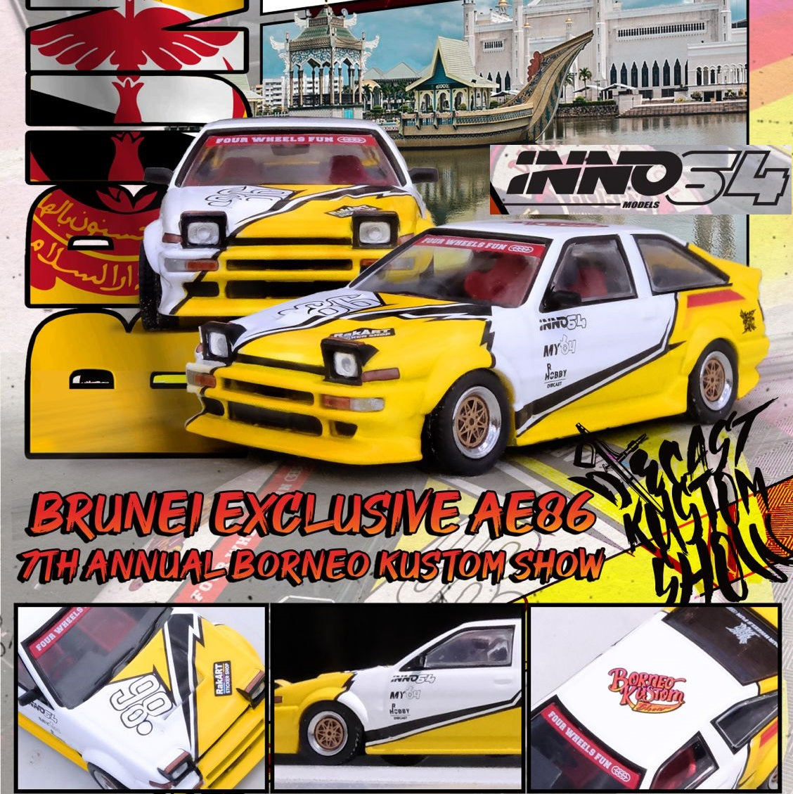 INNO64 1/64 TOYOTA SPRINTER TRUENO AE86 Brunei Diecast