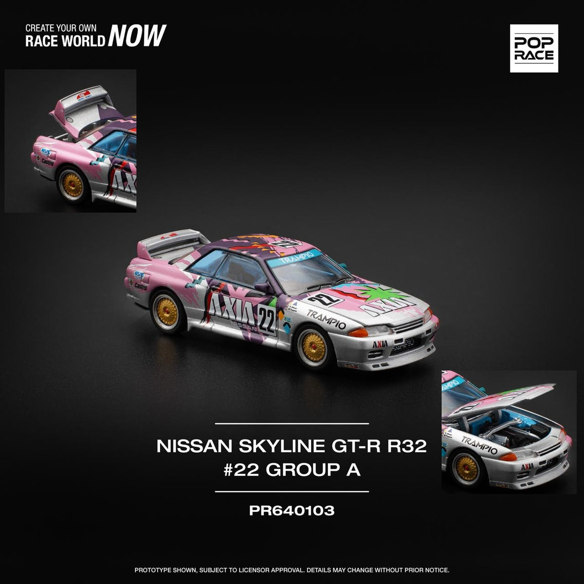 PREORDER POPRACE 1/64 NISSAN SKYLINE GT-R R32 #22 AXIA GROUP