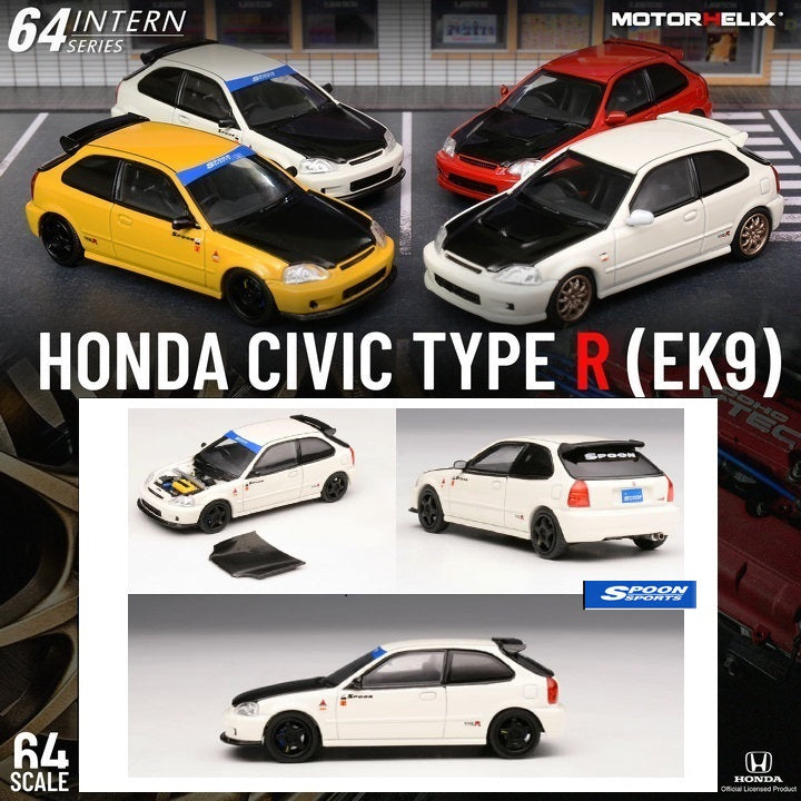 MOTORHELIX 64INTERN SERIES 1/64 Honda Civic Type R EK9 Customized Version Spoon Championship White M65014