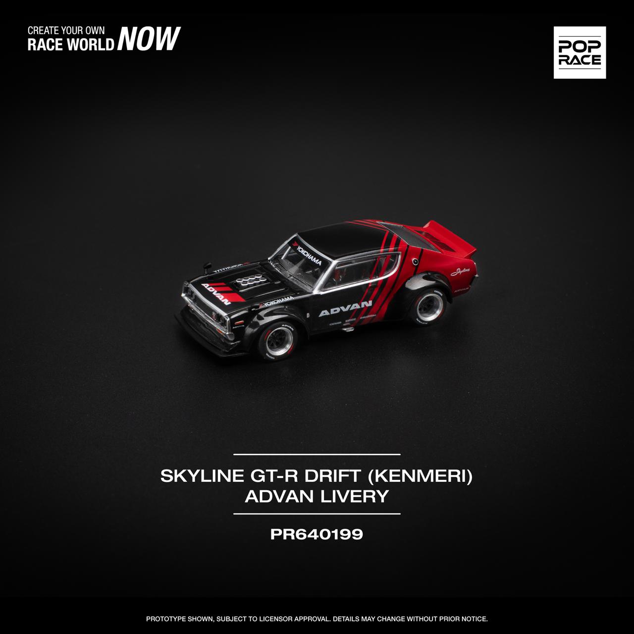 POPRACE 1/64 SKYLINE GT-R DRIFT (KENMERI) - ADVAN LIVERY PR640199