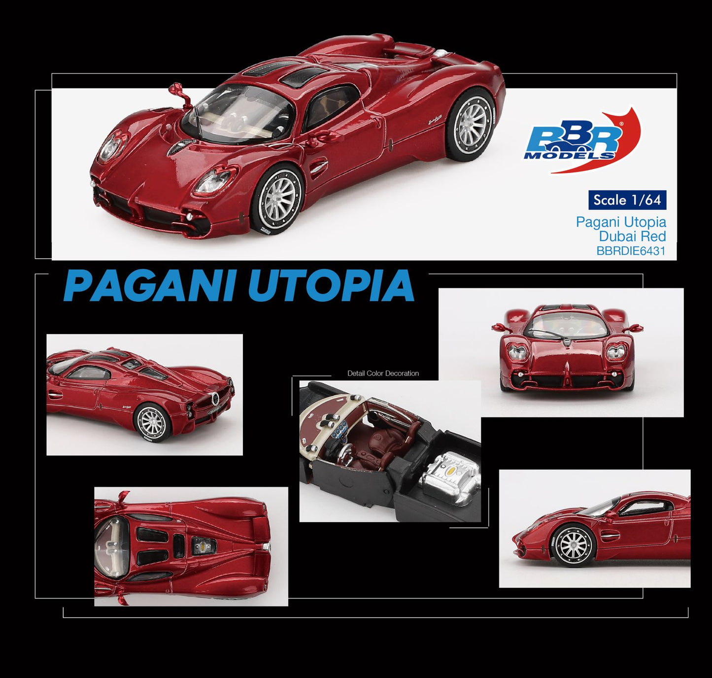 BBR 1/64 Pagani Utopia Dubai Red BBRDIE6431
