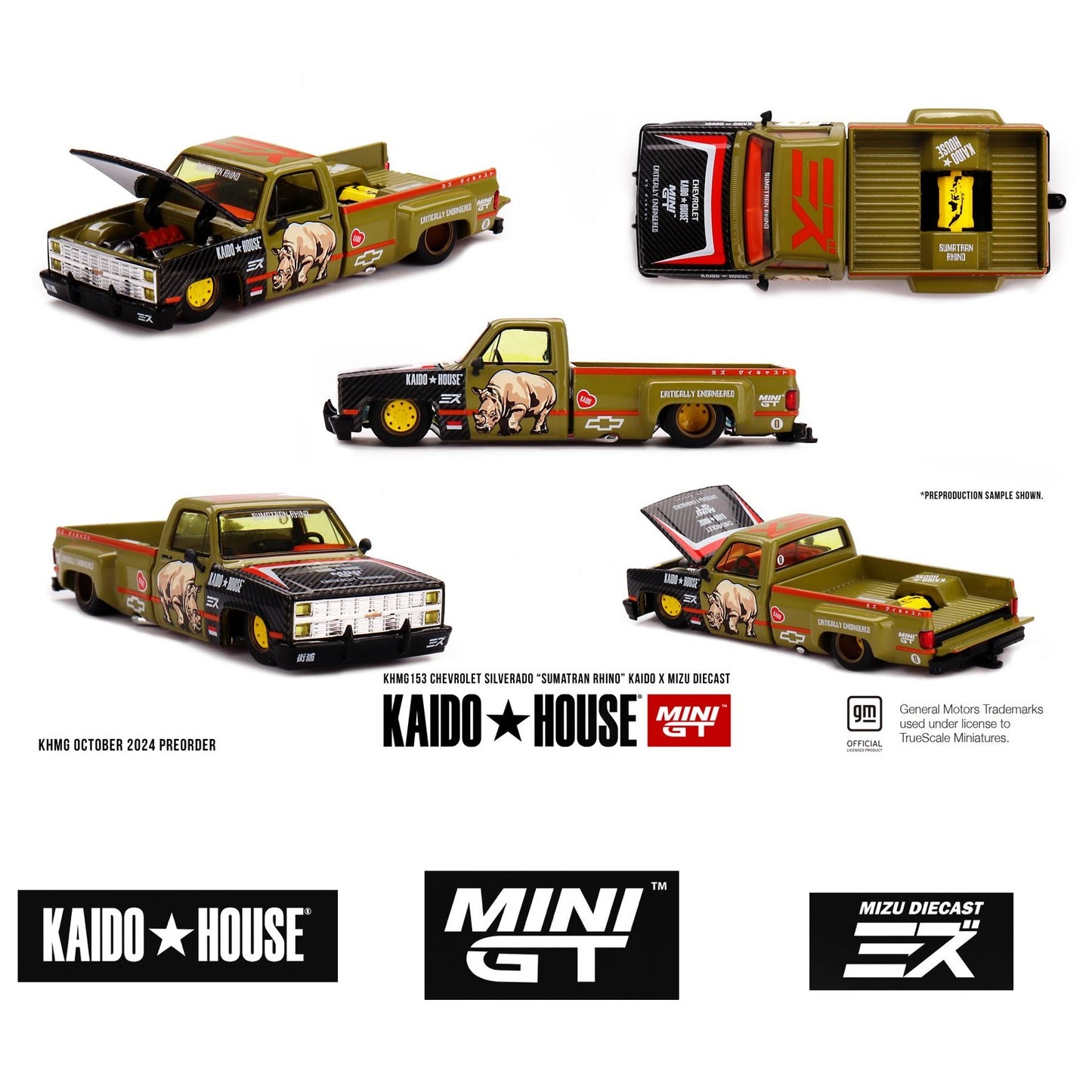 PREORDER MINI GT x Kaido House 1/64 Chevrolet Silverado “Sumatran Rhino” KAIDO x MIZU Diecast KHMG153 (Approx. Release Date : Q2 2025 subject to manufacturer's final decision)
