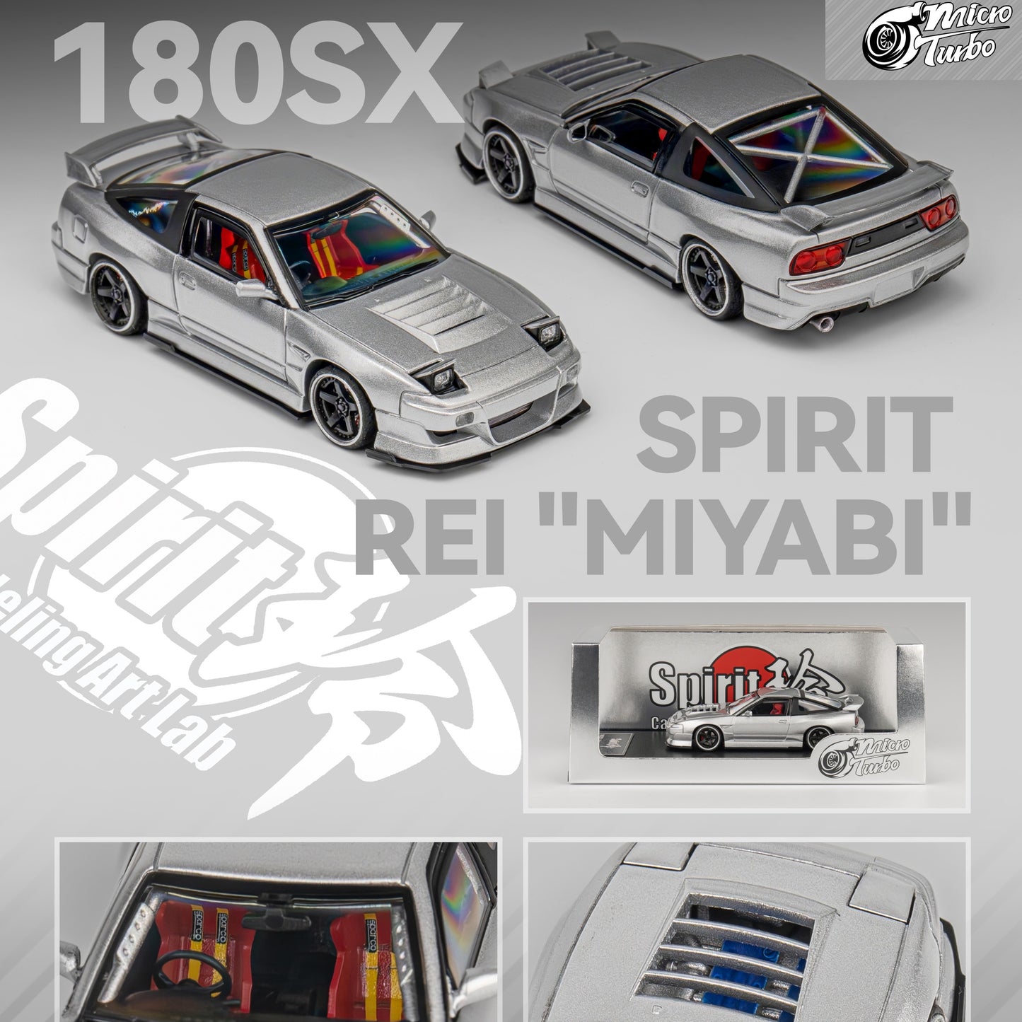 Micro Turbo 1/64 Custom 180SX - Metallic Silver MT6407A4