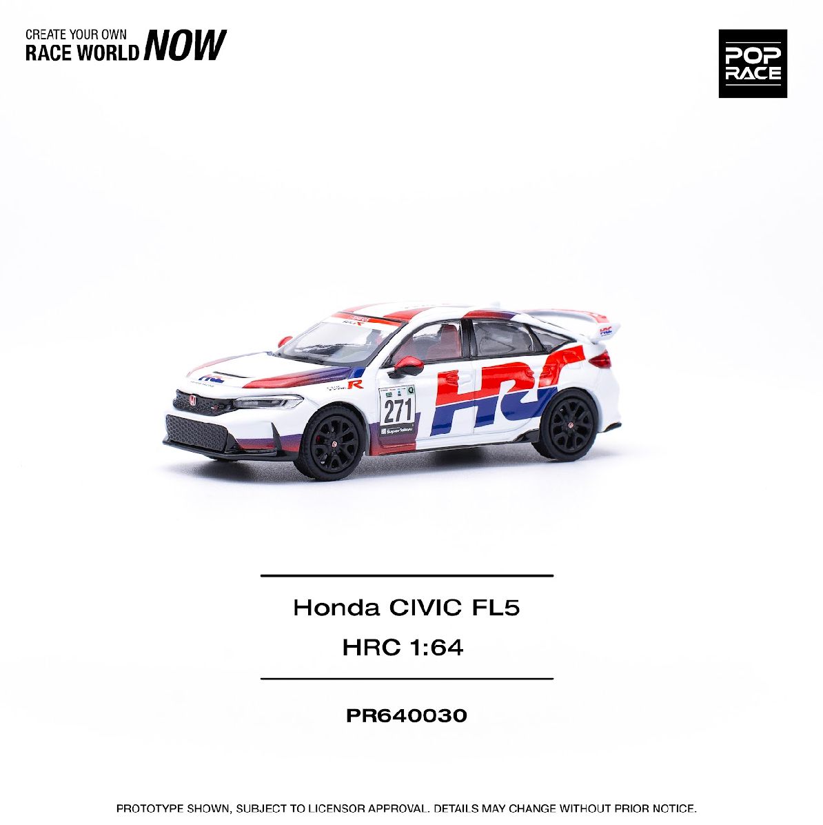POPRACE 1/64 HONDA CIVIC TYPE-R (FL5) TCR - HRC PR640030