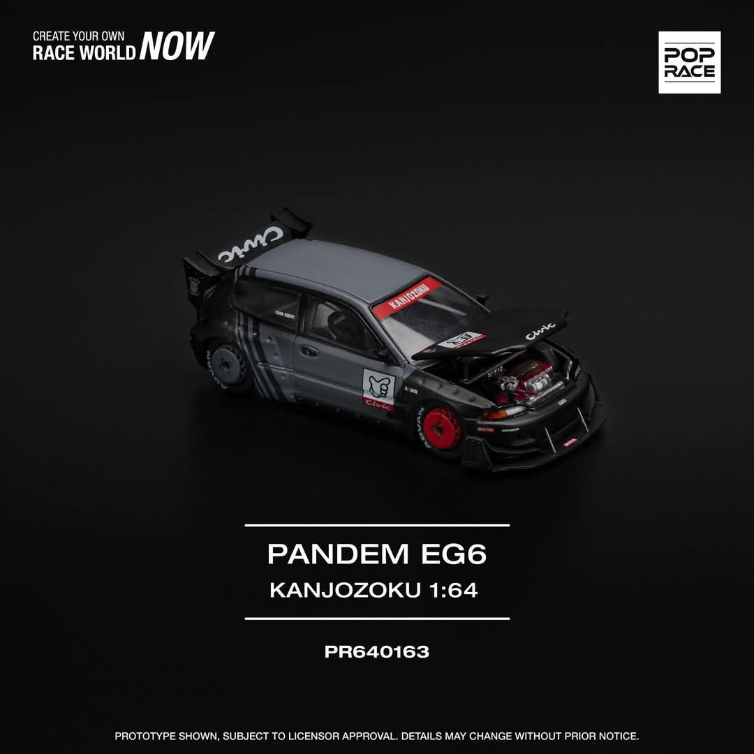 POP RACE 1/64 Pandem Civic EG6 ノーペイント仕様 Pop Race 1:64 Honda Civic (EG6) Pandem Hatchback Blue