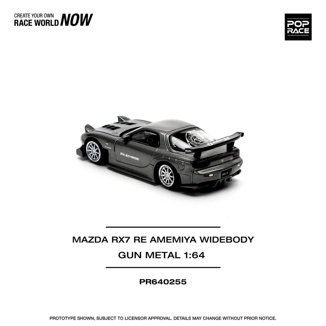 POPRACE 1/64 MAZDA RX7 RE-AMEMIYA - GUN METAL PR640255