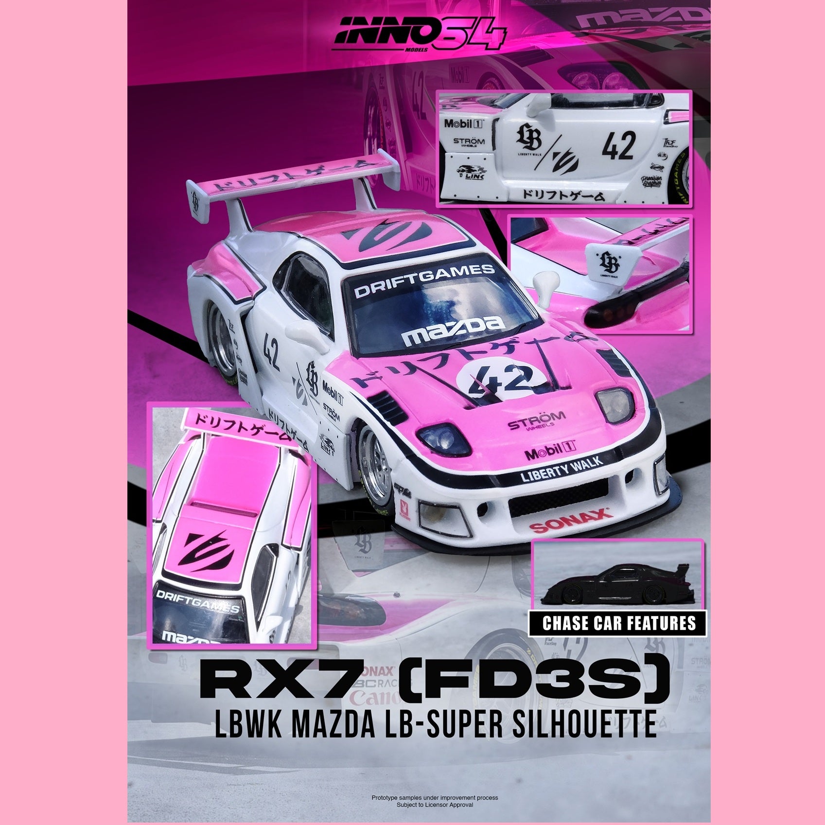 INNO64 イノモデルマツダ RX7 FD3S LBWKスーパーシルエット8個 PREORDER INNO64 1/64 MAZDA RX7 (FD3S) LB-SUPER SILHOUETTE 