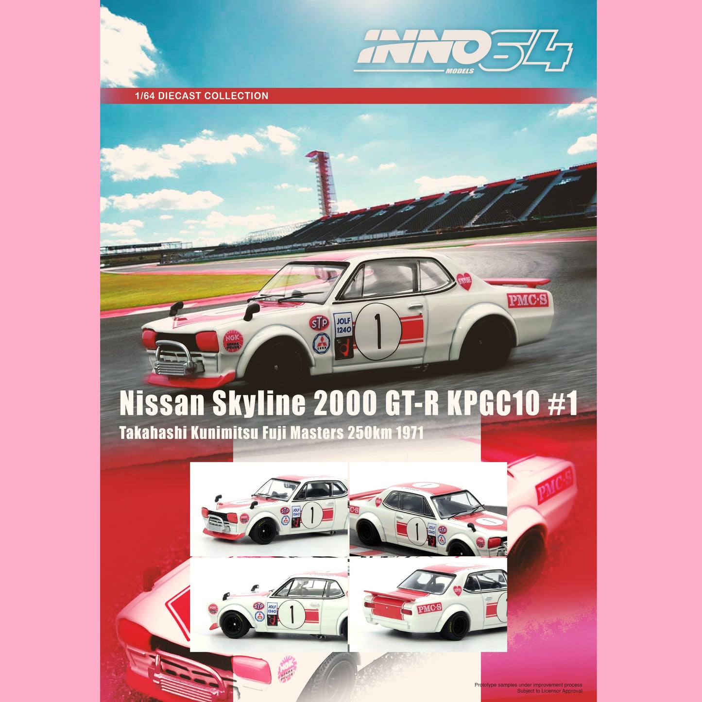 INNO64 1/64 NISSAN SKYLINE 2000 GT-R KPGC10 #1 Takahashi Kunimitsu Fuji Masters 250Km 1971 IN64-KPGC10-FM1971