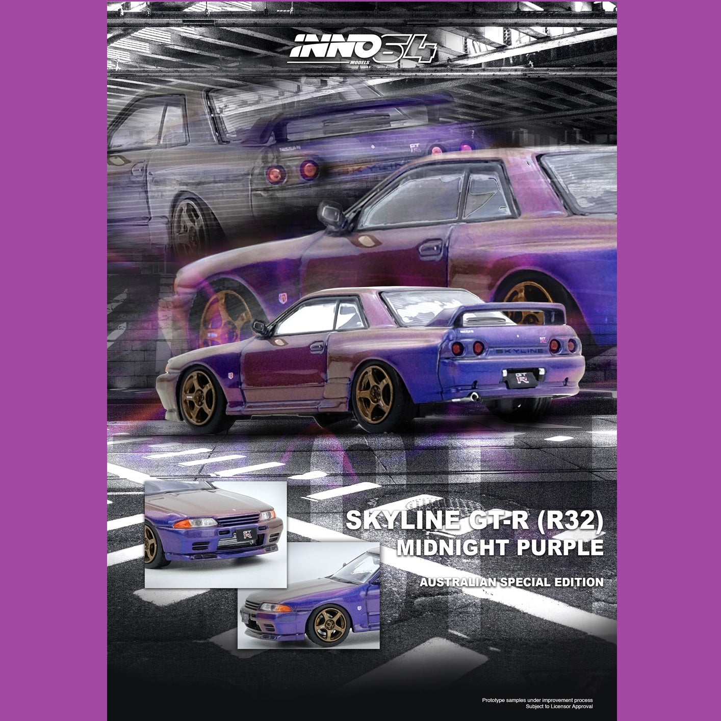 INNO64 1/64 SKYLINE GT-R (R32) Midnight Purple Australia Special