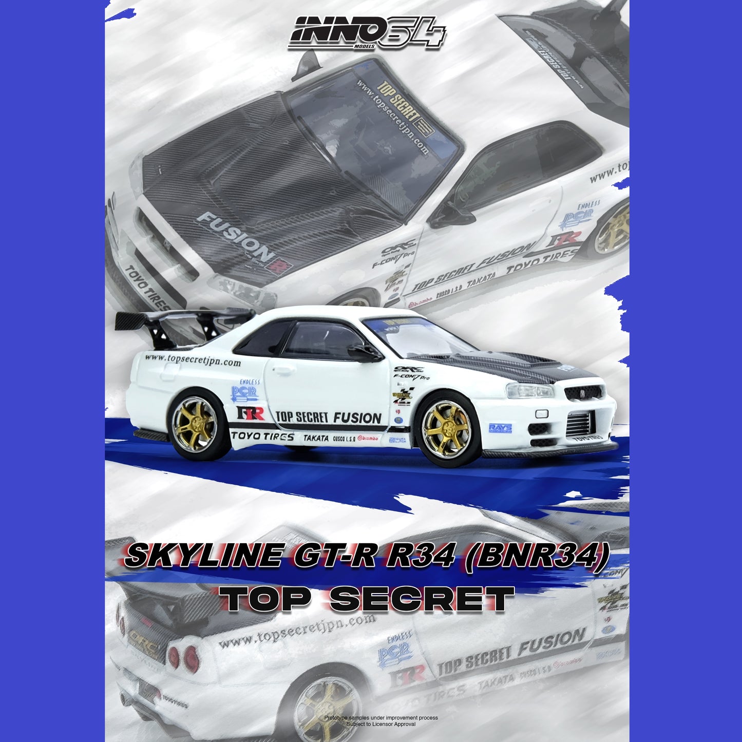 INNO64 1/64 TOP SECRET R34 GT-R White IN64-R34TS-WHI