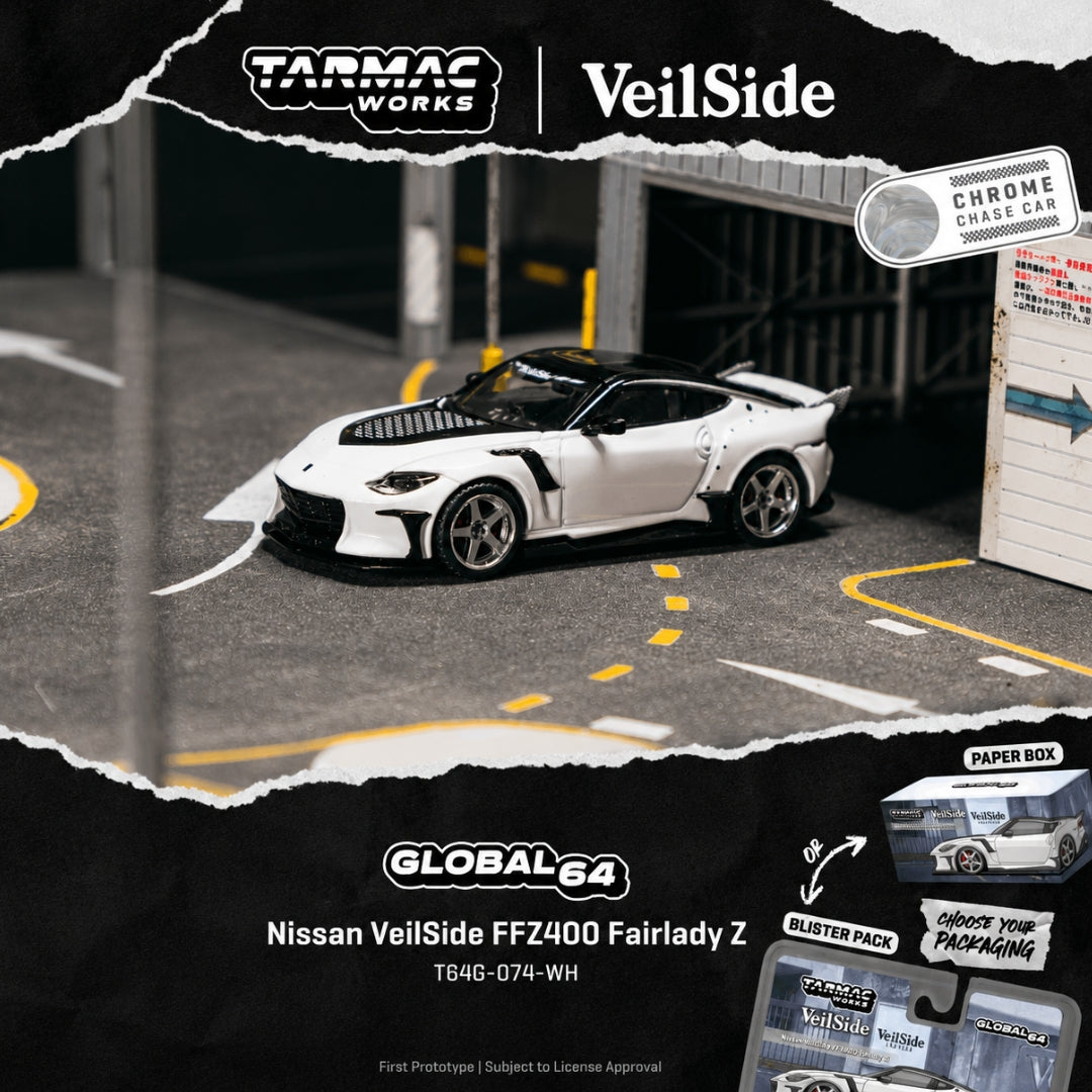 PREORDER Tarmac Works 1/64 Nissan VeilSide FFZ400 Fairlady Z White T64G-074-WH (Approx. Release Date : Q4 2026 subject to manufacturer's final decision) **Chase cars are randomly packed**