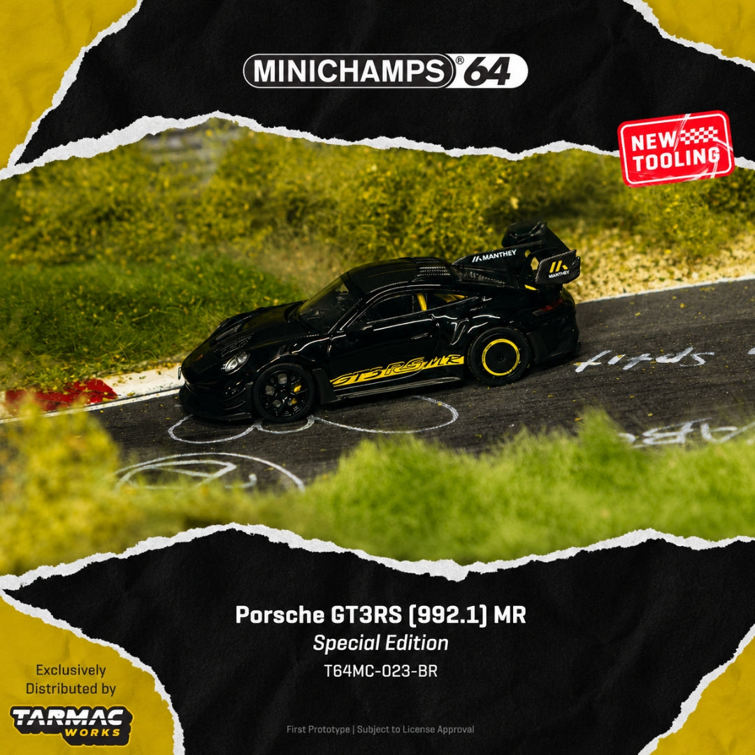 PREORDER MINICHAMPS64 1/64 Porsche GT3RS (992.1) MR Black Yellow Tarmac Special Edition T64G-050-96HKBR02 (Approx. Release Date : Q4 2026 subject to manufacturer's final decision)